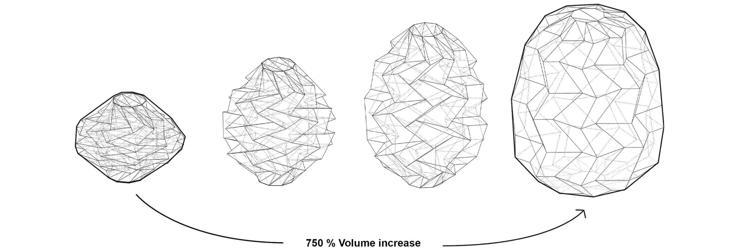 The volume of the hab expands with 750% during deployment