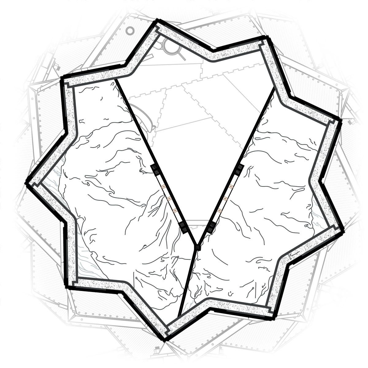floor plan of the upper half of the habitat