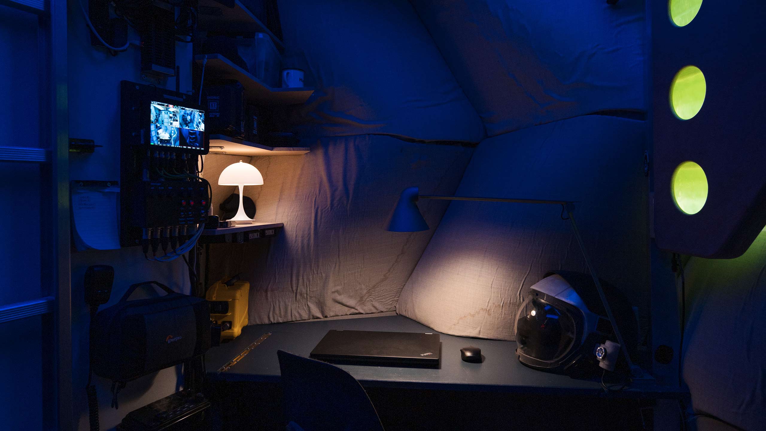 Interior during "dusk" inside the habitat late one evening.