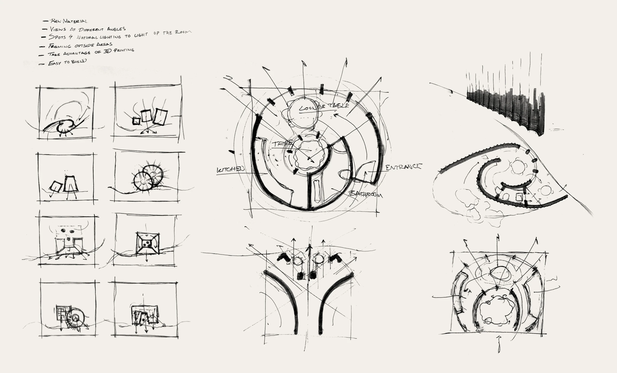 Sketches of mirador pavilion