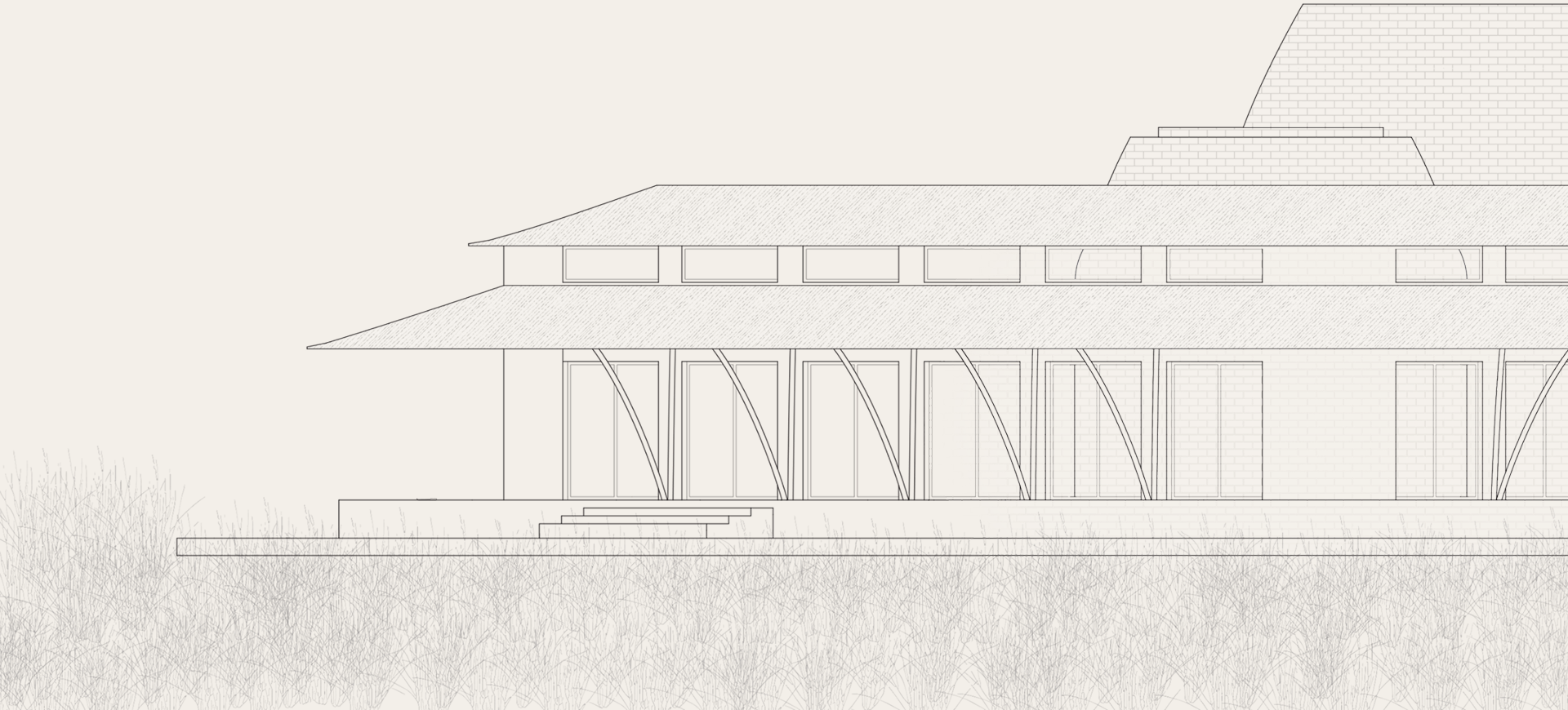 Simple line drawing of one section